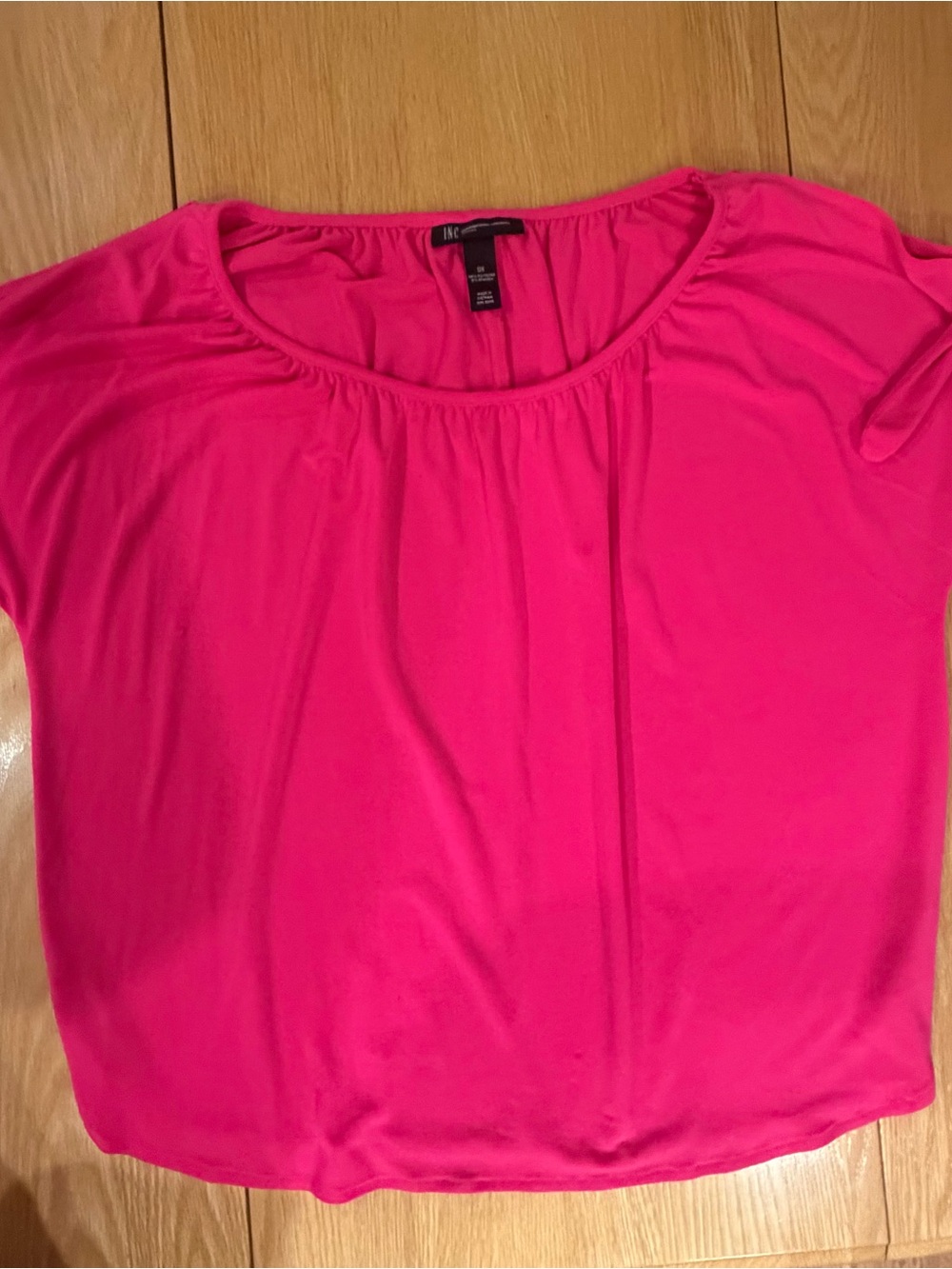 INC Pink Short-Sleeve Scoop Neck Top